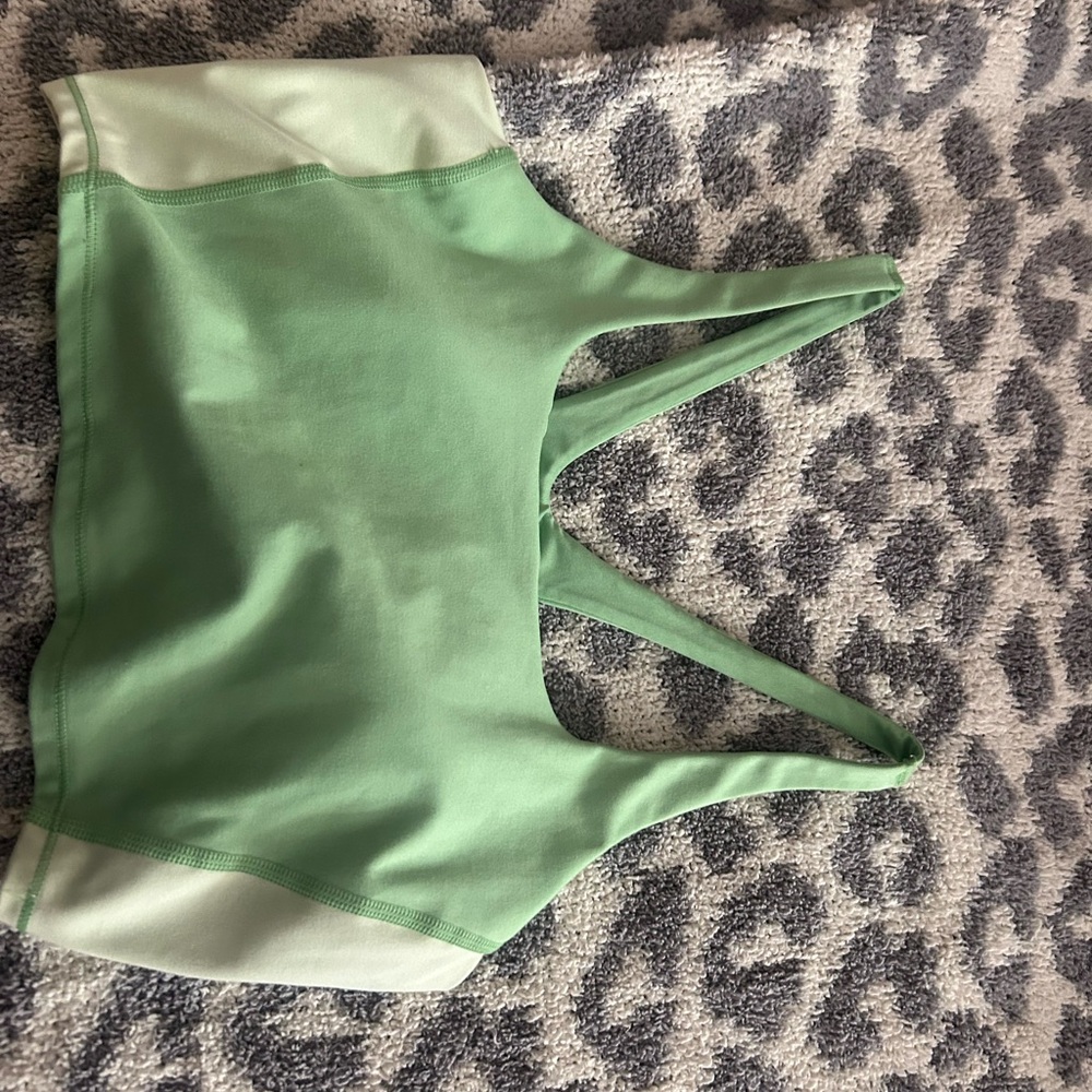 All in Motion Green and Cream Sports Bra